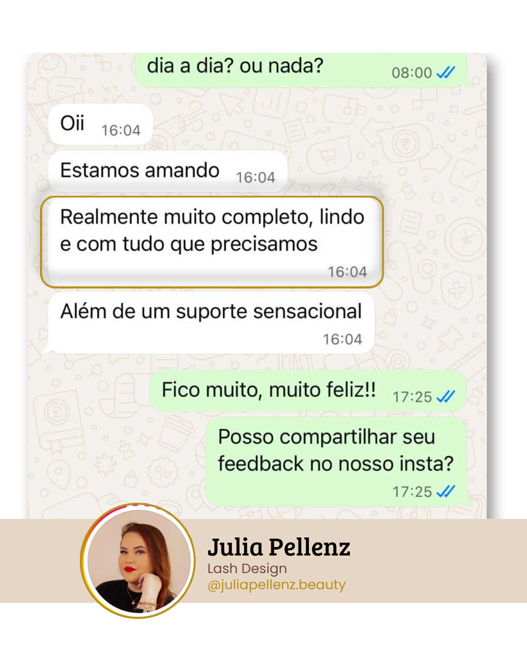 Print de conversa no WhatsApp com uma cliente falando do UpOffice