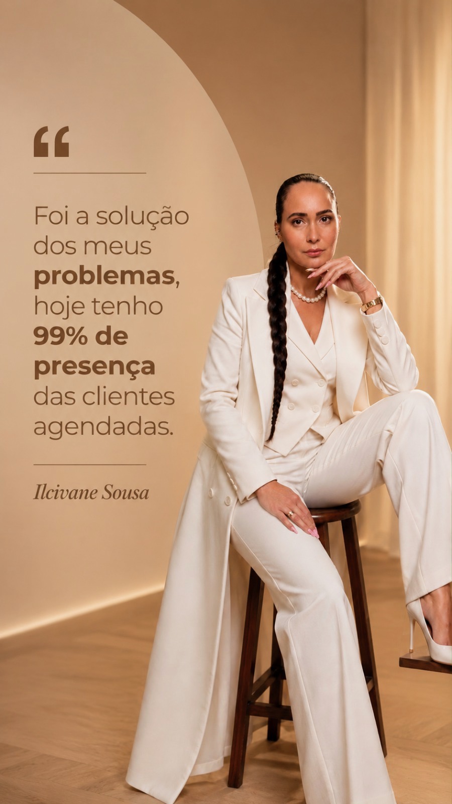 Ilcivane, dona de studio, no vídeo em que conta a experiência dela com o UpOffice